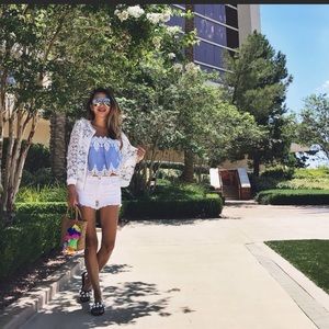 Floral lace bomber jacket